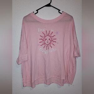 Pink Graphic Tee with Sun Design